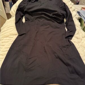 Banana Republic Black Scalloped Waist Sheath Dress size 14 Tall